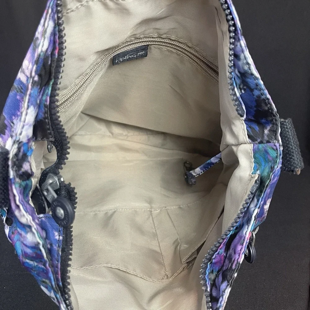 Kipling Women's Blue Purple‎ Floral Crossbody Shoulder Bag Purse Lightweight